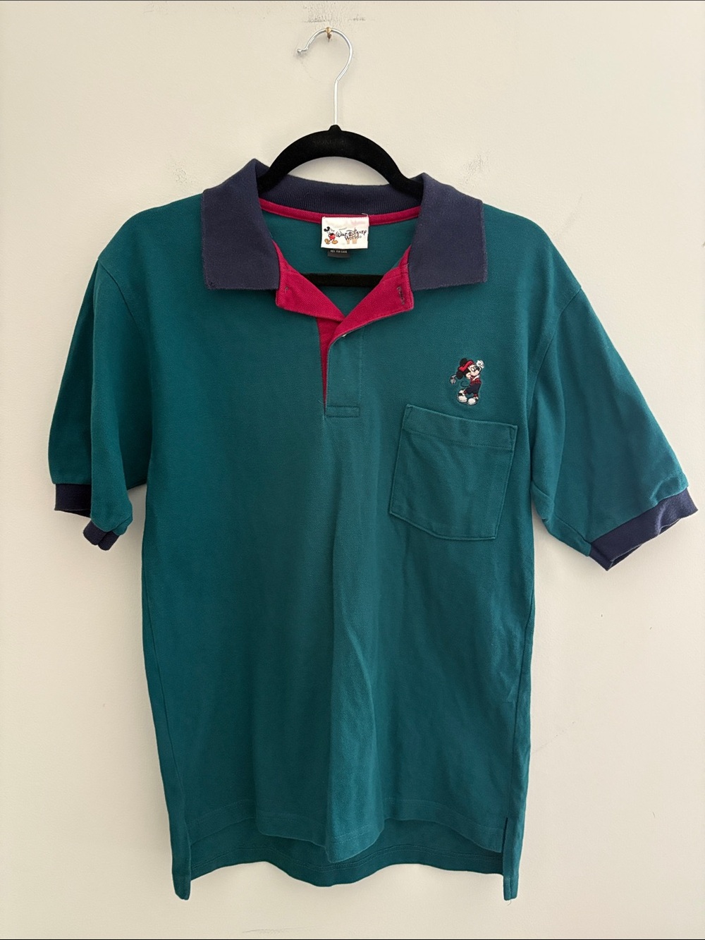 Vintage 90s Disney Mickey Mouse Colorblock Polo Shirt Size S